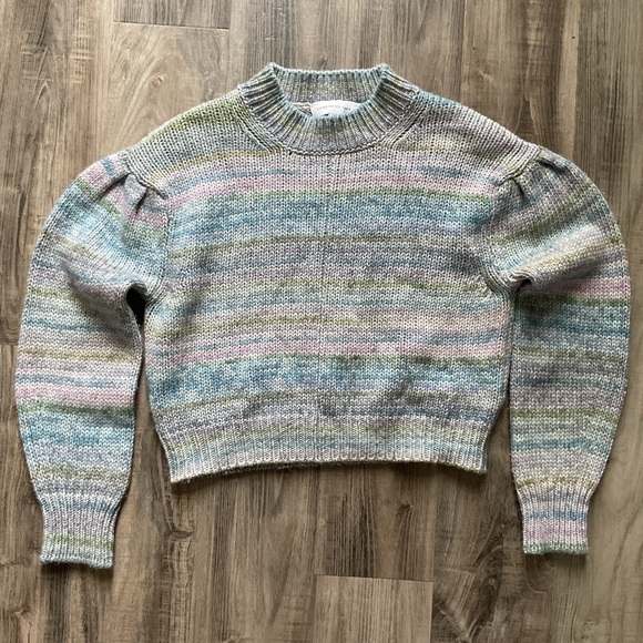 Something Navy Pastel Striped  Wool Blend Crew Neck Sweater XXS - Picture 1 of 6